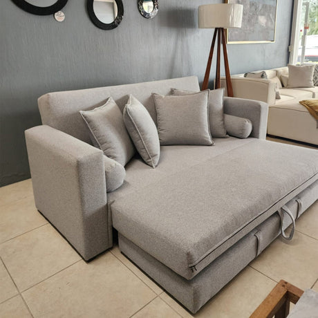 Sofá Cama Grand Class Gris 180x90cm Microfibra de Un Puesto Reclinable con Reposapies - SOFAS Y POLTRONAS | Bylmo