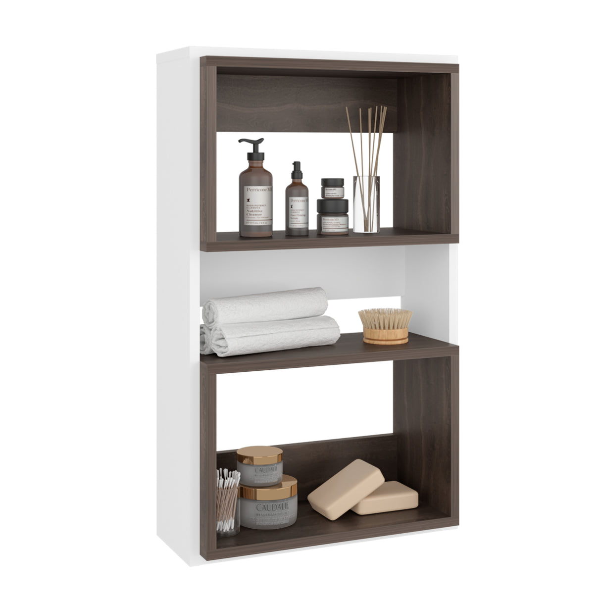 Ahorrador de Espacio Eco Blanco y Milan 45x75.3cm Flotante con Dos Entrepaños - OTROS MUEBLES PARA BANHO | Bylmo