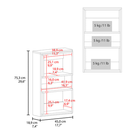 Ahorrador de Espacio Eco Blanco y Wengue 45x75.3cm Flotante con Dos Entrepaños - OTROS MUEBLES PARA BANHO | Bylmo