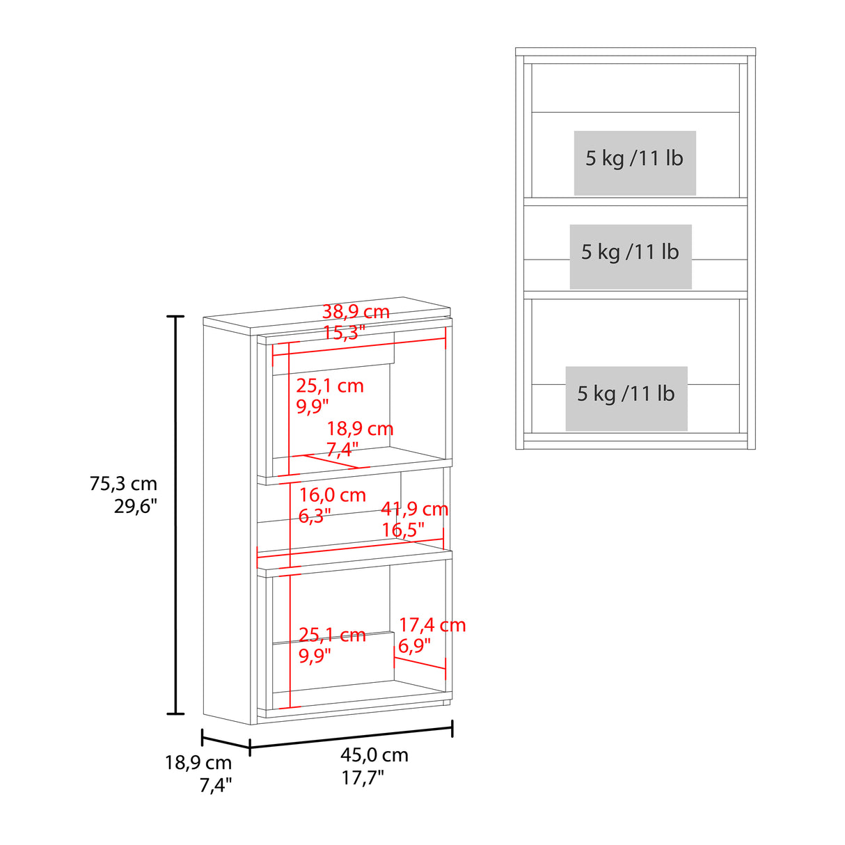 Ahorrador de Espacio Eco Wengue y Fresno Europeo 45x75.3cm Flotante con Dos Entrepaños - OTROS MUEBLES PARA BANHO | Bylmo