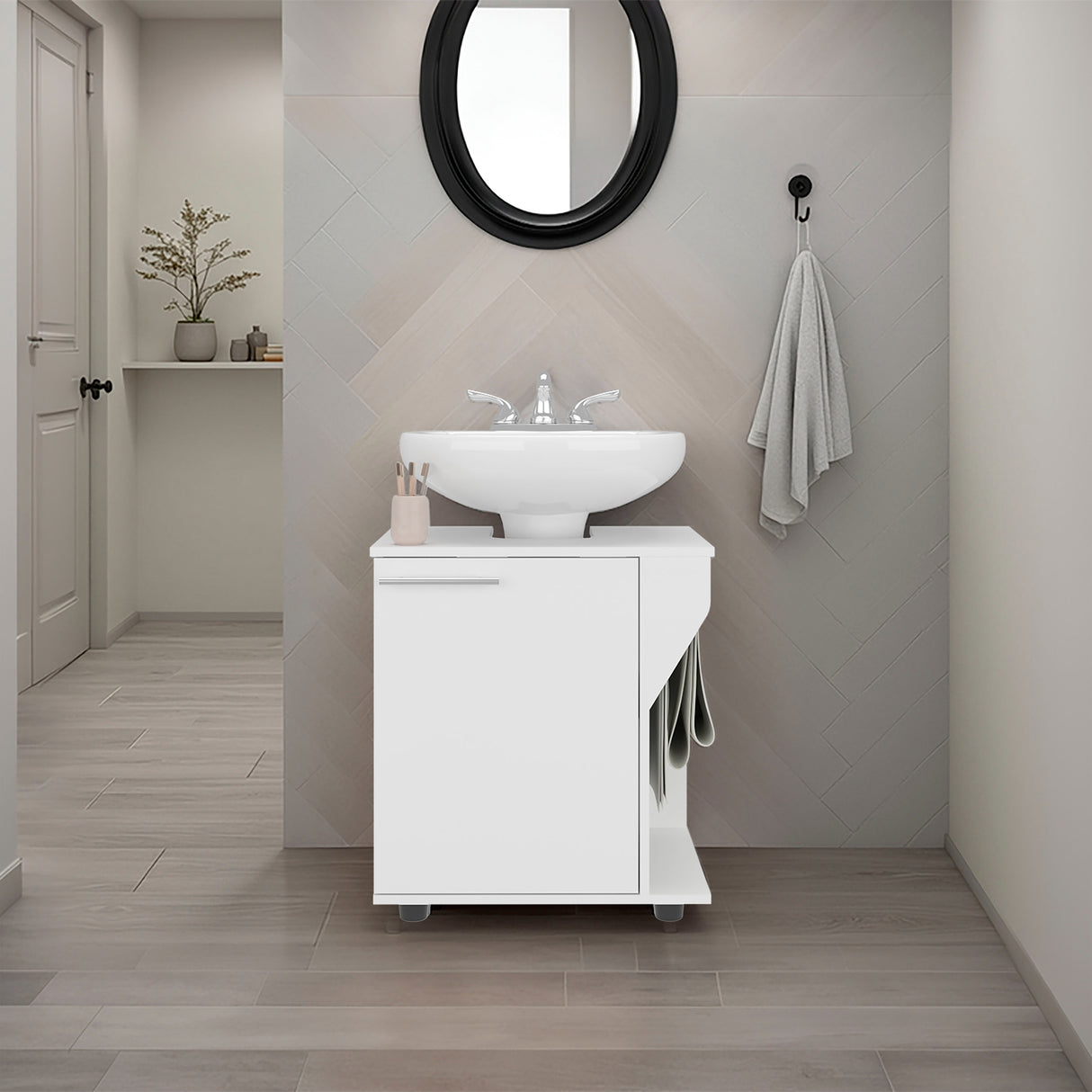 Mueble para Lavamanos Phillips Blanco 56x62.1cm Individual sin Lavamanos con Una Puerta - MUEBLES PARA LAVAMANOS | Bylmo