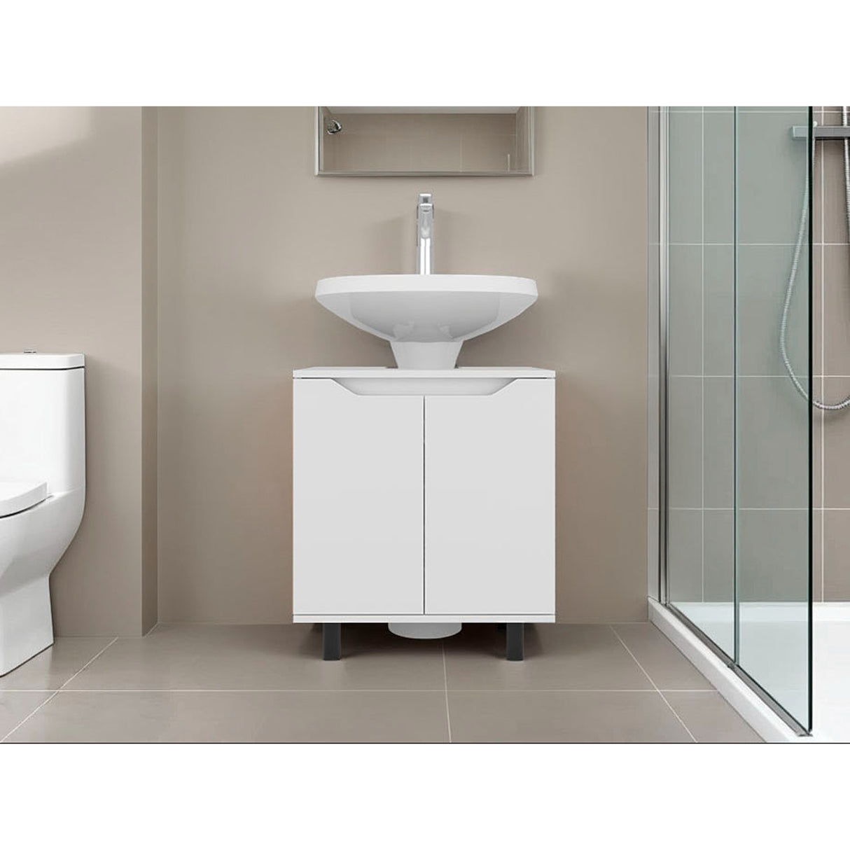 Mueble para Lavamanos Marlo Blanco 55x63cm Individual sin Lavamanos con Dos Puertas - MUEBLES PARA LAVAMANOS | Bylmo