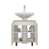 Mueble para Lavamanos Marlo Fresno Europeo y Blanco 55x63cm Individual sin Lavamanos con Dos Puertas - MUEBLES PARA LAVAMANOS | Bylmo