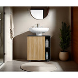 Mueble para Lavamanos Pascuale Fresno Europeo y Wengue 55x62cm Individual sin Lavamanos con Una Puerta - MUEBLES PARA LAVAMANOS | Bylmo