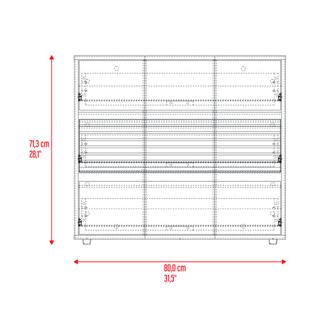 Cajonera Wanda Fresno Europeo y Roble Natural 80x71.3cm de Tres Hileras con Tres Cajones - CAJONERAS Y COMODAS | Bylmo