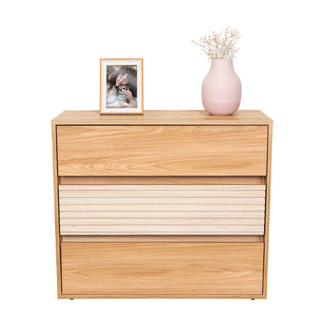 Cajonera Wanda Fresno Europeo y Roble Natural 80x71.3cm de Tres Hileras con Tres Cajones - CAJONERAS Y COMODAS | Bylmo