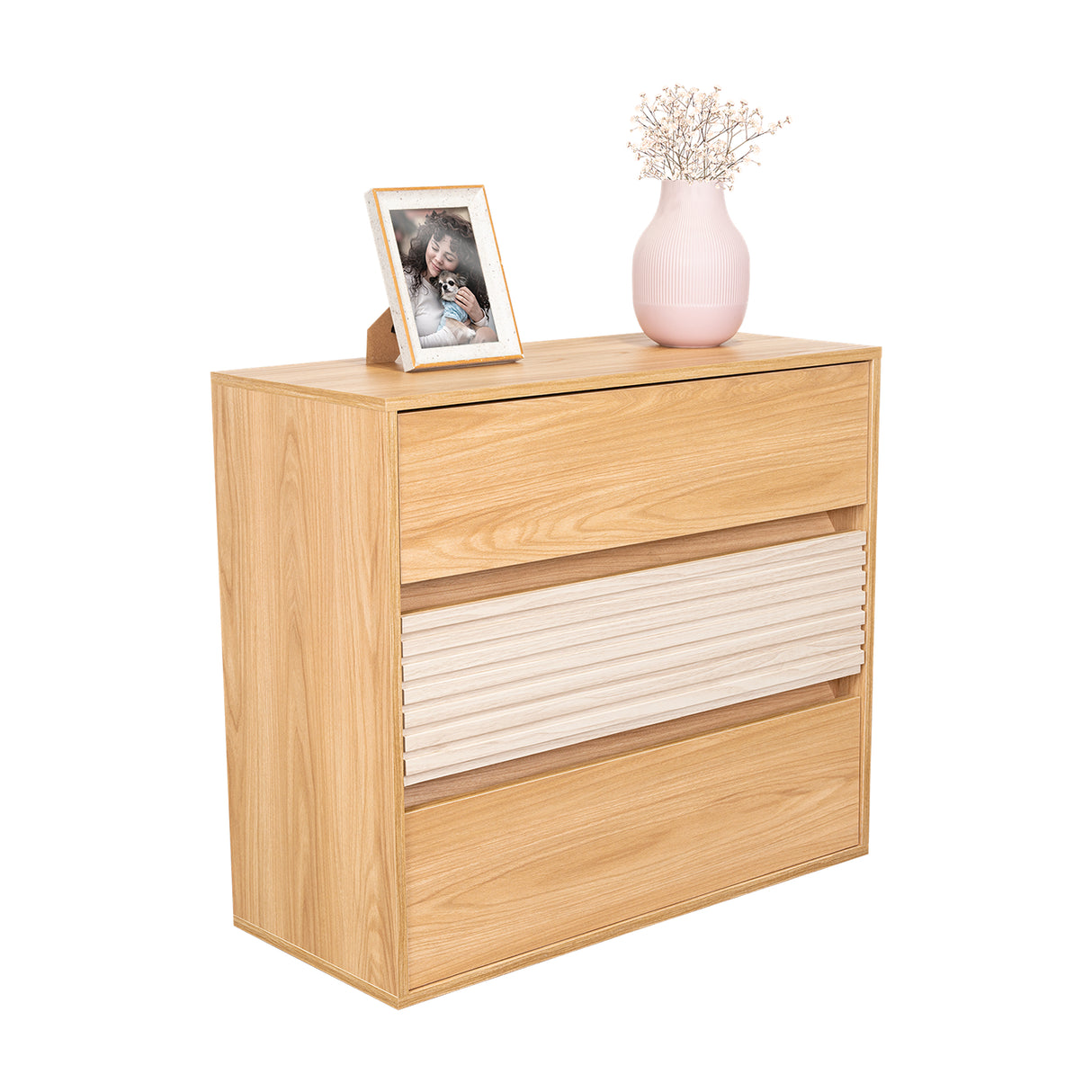 Cajonera Wanda Fresno Europeo y Roble Natural 80x71.3cm de Tres Hileras con Tres Cajones - CAJONERAS Y COMODAS | Bylmo