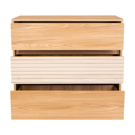 Cajonera Wanda Fresno Europeo y Roble Natural 80x71.3cm de Tres Hileras con Tres Cajones - CAJONERAS Y COMODAS | Bylmo