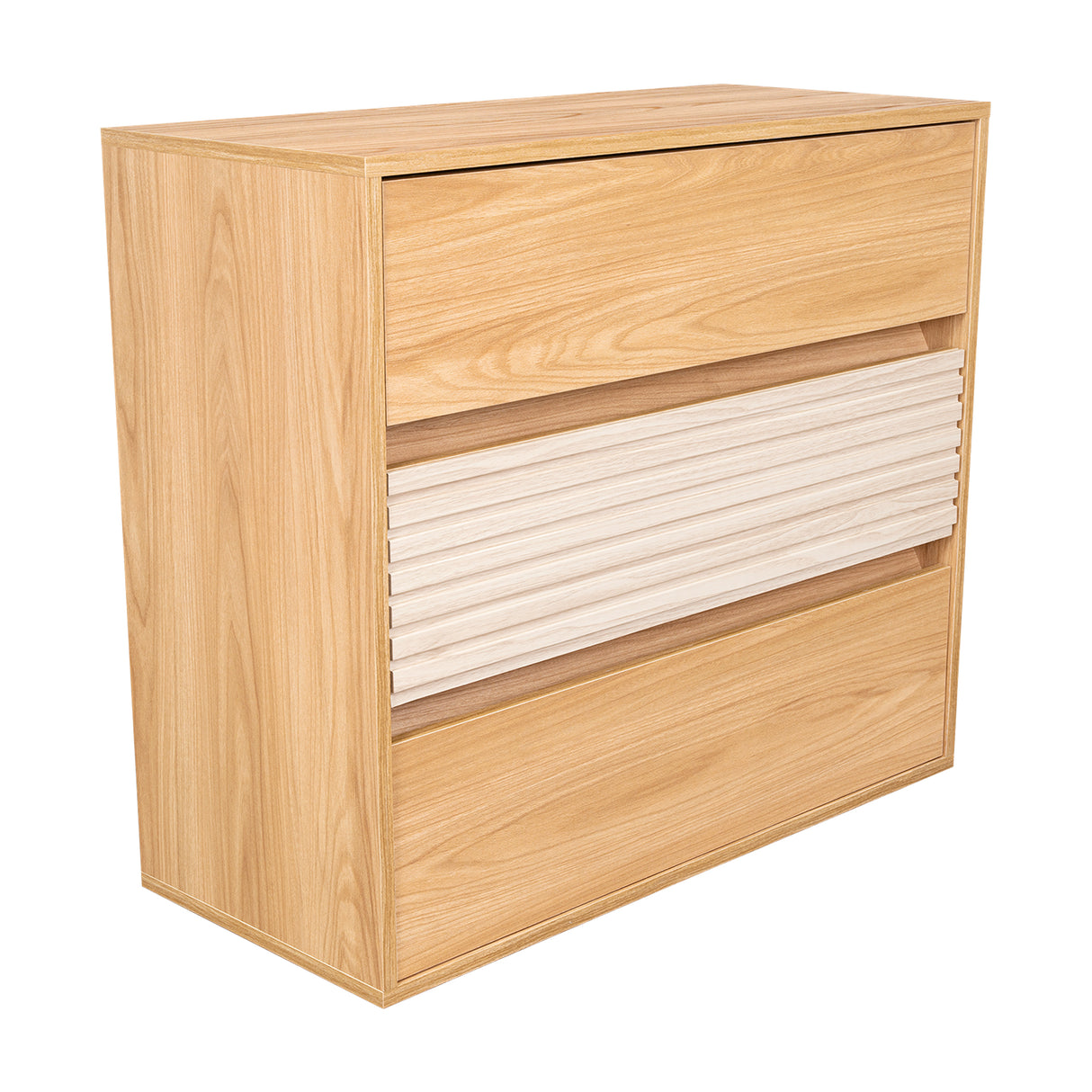 Cajonera Wanda Fresno Europeo y Roble Natural 80x71.3cm de Tres Hileras con Tres Cajones - CAJONERAS Y COMODAS | Bylmo