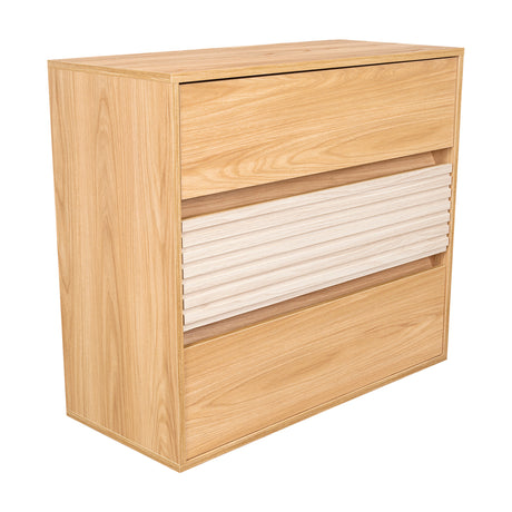 Cajonera Wanda Fresno Europeo y Roble Natural 80x71.3cm de Tres Hileras con Tres Cajones - CAJONERAS Y COMODAS | Bylmo