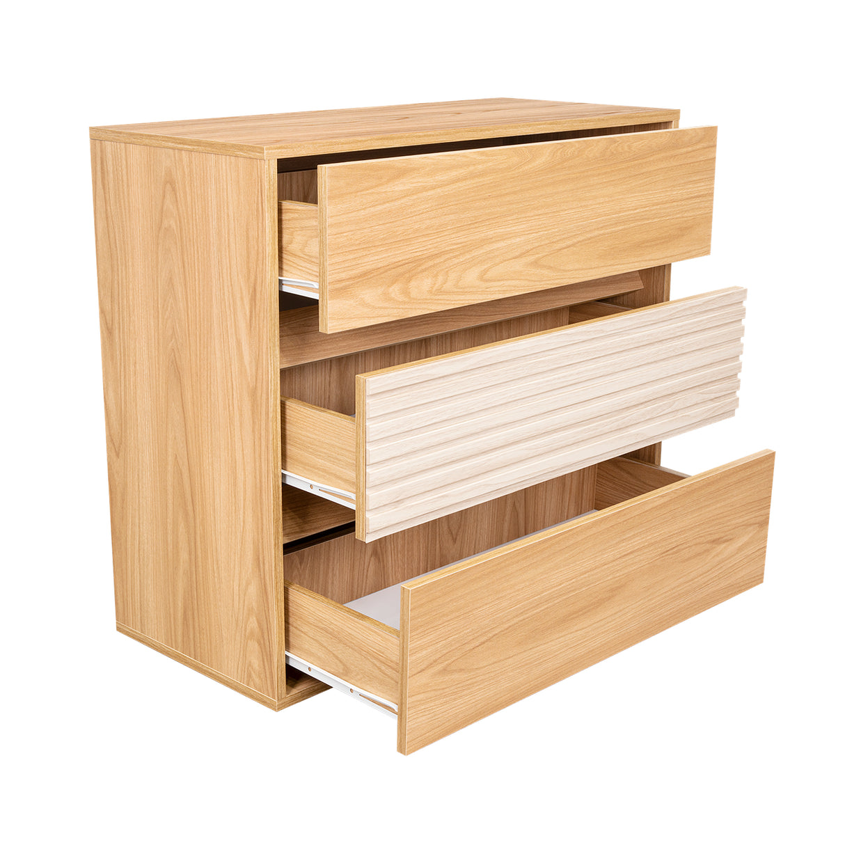 Cajonera Wanda Fresno Europeo y Roble Natural 80x71.3cm de Tres Hileras con Tres Cajones - CAJONERAS Y COMODAS | Bylmo