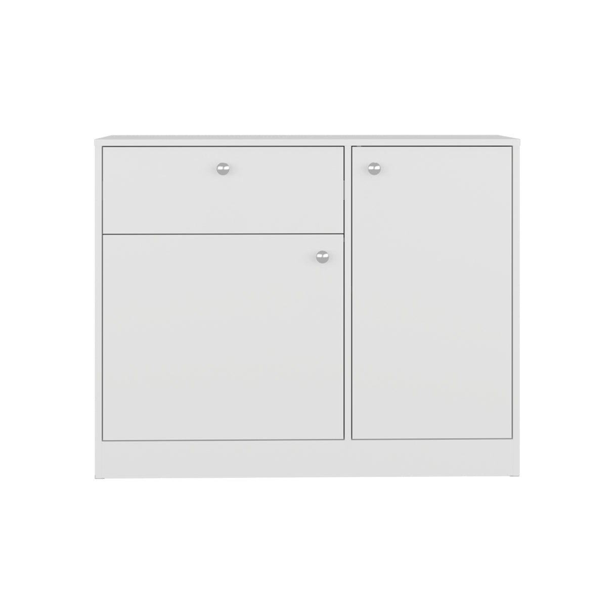 Cómoda Praga Blanco 100x80cm de Dos Hileras con Un Cajón y con Espacio para TV - CAJONERAS Y COMODAS | Bylmo