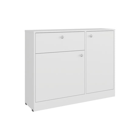 Cómoda Praga Blanco 100x80cm de Dos Hileras con Un Cajón y con Espacio para TV - CAJONERAS Y COMODAS | Bylmo