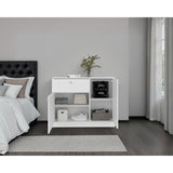 Cómoda Praga Blanco 100x80cm de Dos Hileras con Un Cajón y con Espacio para TV - CAJONERAS Y COMODAS | Bylmo