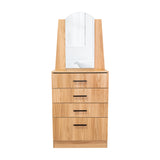 Cómoda Praga Fresno 63x151cm de Cuatro Hileras con Tres Cajones con Espacio para Tv y con Espejo - CAJONERAS Y COMODAS | Bylmo