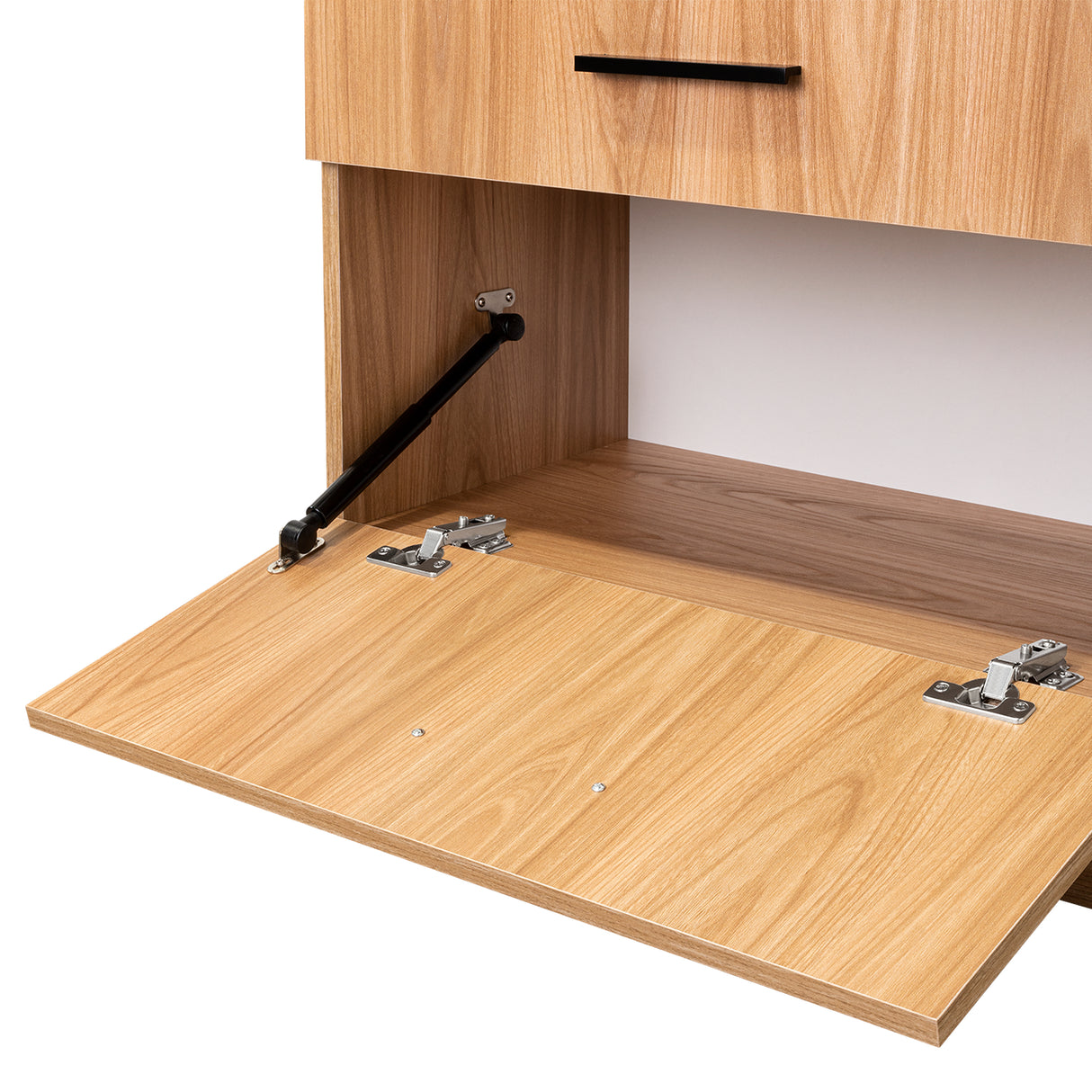 Cómoda Praga Fresno 63x151cm de Cuatro Hileras con Tres Cajones con Espacio para Tv y con Espejo - CAJONERAS Y COMODAS | Bylmo