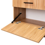 Cómoda Praga Fresno 63x151cm de Cuatro Hileras con Tres Cajones con Espacio para Tv y con Espejo - CAJONERAS Y COMODAS | Bylmo