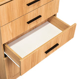 Cómoda Praga Fresno 63x151cm de Cuatro Hileras con Tres Cajones con Espacio para Tv y con Espejo - CAJONERAS Y COMODAS | Bylmo