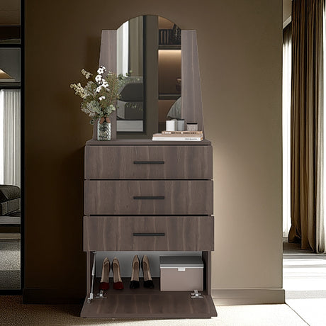 Cómoda Praga Milan 63x151cm de Cuatro Hileras con Tres Cajones con Espacio para Tv y con Espejo - CAJONERAS Y COMODAS | Bylmo