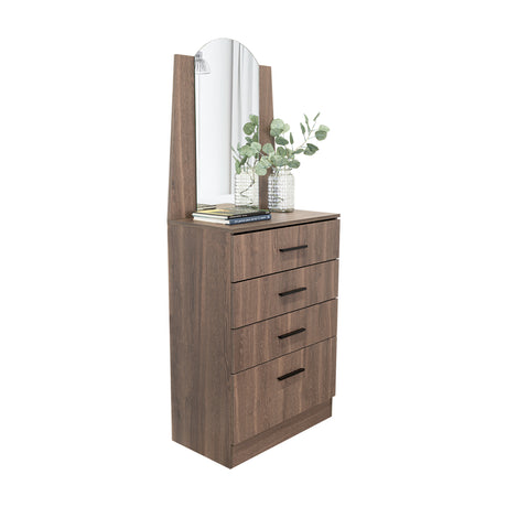 Cómoda Praga Milan 63x151cm de Cuatro Hileras con Tres Cajones con Espacio para Tv y con Espejo - CAJONERAS Y COMODAS | Bylmo