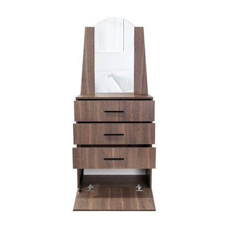 Cómoda Praga Milan 63x151cm de Cuatro Hileras con Tres Cajones con Espacio para Tv y con Espejo - CAJONERAS Y COMODAS | Bylmo