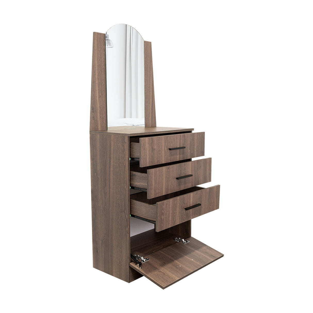 Cómoda Praga Milan 63x151cm de Cuatro Hileras con Tres Cajones con Espacio para Tv y con Espejo - CAJONERAS Y COMODAS | Bylmo