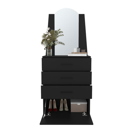 Cómoda Praga Wengue 63x151cm de Cuatro Hileras con Tres Cajones con Espacio para Tv y con Espejo - CAJONERAS Y COMODAS | Bylmo