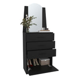 Cómoda Praga Wengue 63x151cm de Cuatro Hileras con Tres Cajones con Espacio para Tv y con Espejo - CAJONERAS Y COMODAS | Bylmo