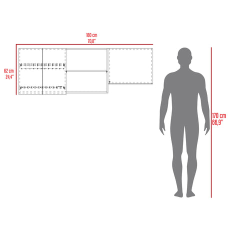 Mueble Superior de Cocina Boreal Blanco Fresno 180x62cm con Tres Puertas y con Locero - MUEBLES SUPERIORES DE COCINA | Bylmo