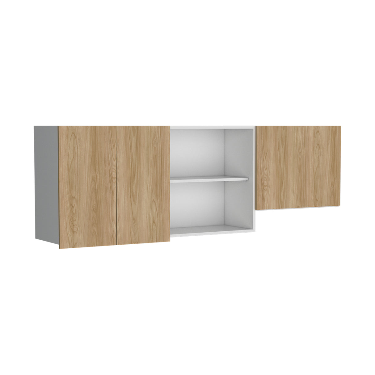 Mueble Superior de Cocina Boreal Blanco Fresno 180x62cm con Tres Puertas y con Locero - MUEBLES SUPERIORES DE COCINA | Bylmo