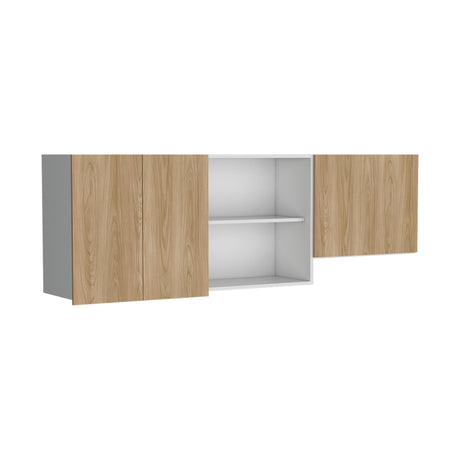 Mueble Superior de Cocina Boreal Blanco Fresno 180x62cm con Tres Puertas y con Locero - MUEBLES SUPERIORES DE COCINA | Bylmo