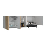 Mueble Superior de Cocina Boreal Blanco Fresno 180x62cm con Tres Puertas y con Locero - MUEBLES SUPERIORES DE COCINA | Bylmo