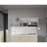 Mueble Superior de Cocina Boreal Blanco Fresno 180x62cm con Tres Puertas y con Locero - MUEBLES SUPERIORES DE COCINA | Bylmo