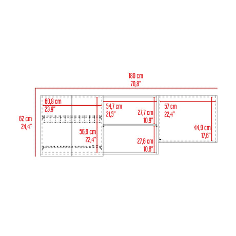 Mueble Superior de Cocina Boreal Blanco Fresno 180x62cm con Tres Puertas y con Locero - MUEBLES SUPERIORES DE COCINA | Bylmo