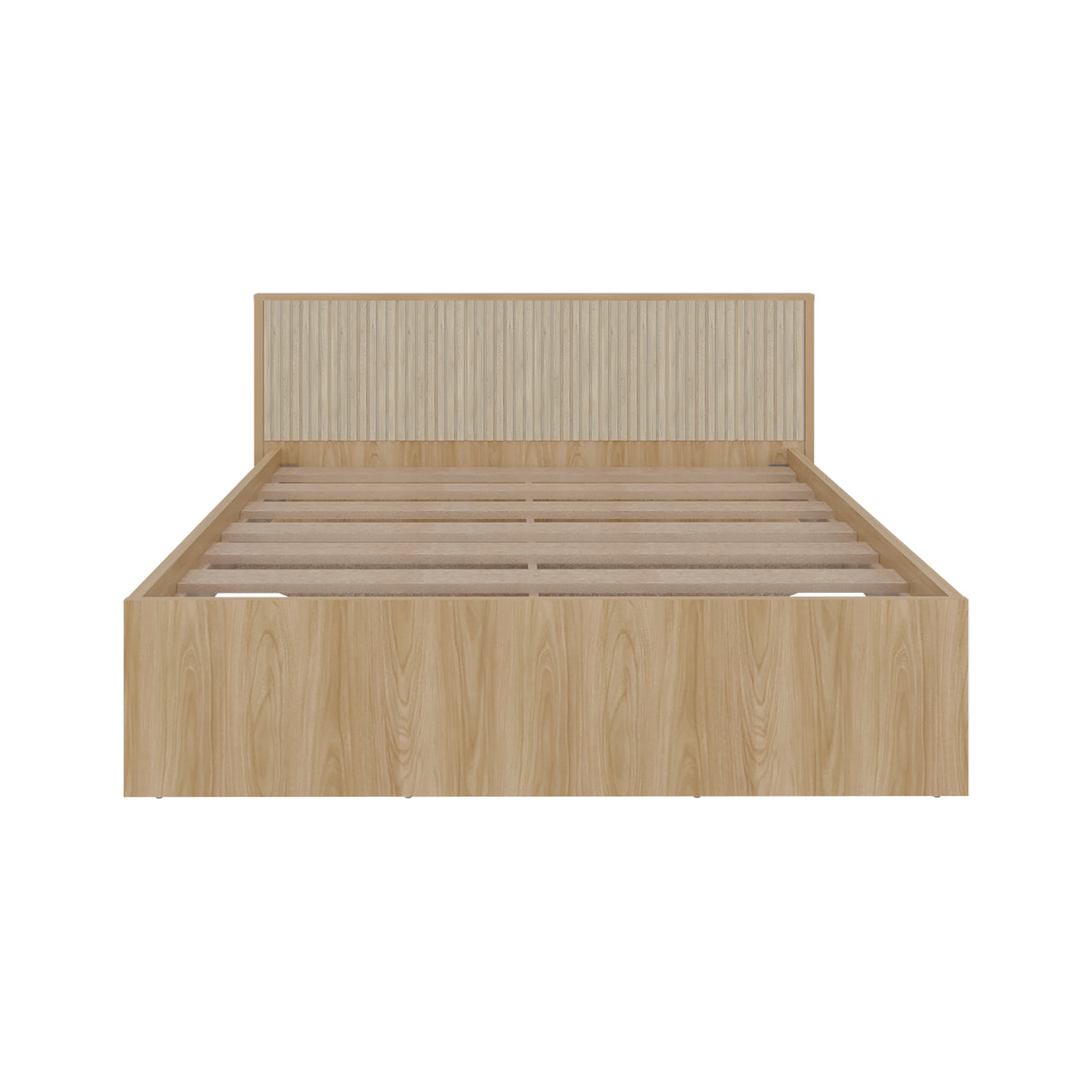 Base Cama Wanda Fresno Europeo y Roble Natural 156.2x77.4cm para Colchón Doble 140 X 190 Cm y con Cabecero - CAMAS | Bylmo
