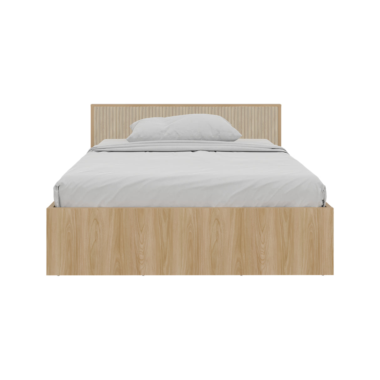 Base Cama Wanda Fresno Europeo y Roble Natural 156.2x77.4cm para Colchón Doble 140 X 190 Cm y con Cabecero - CAMAS | Bylmo