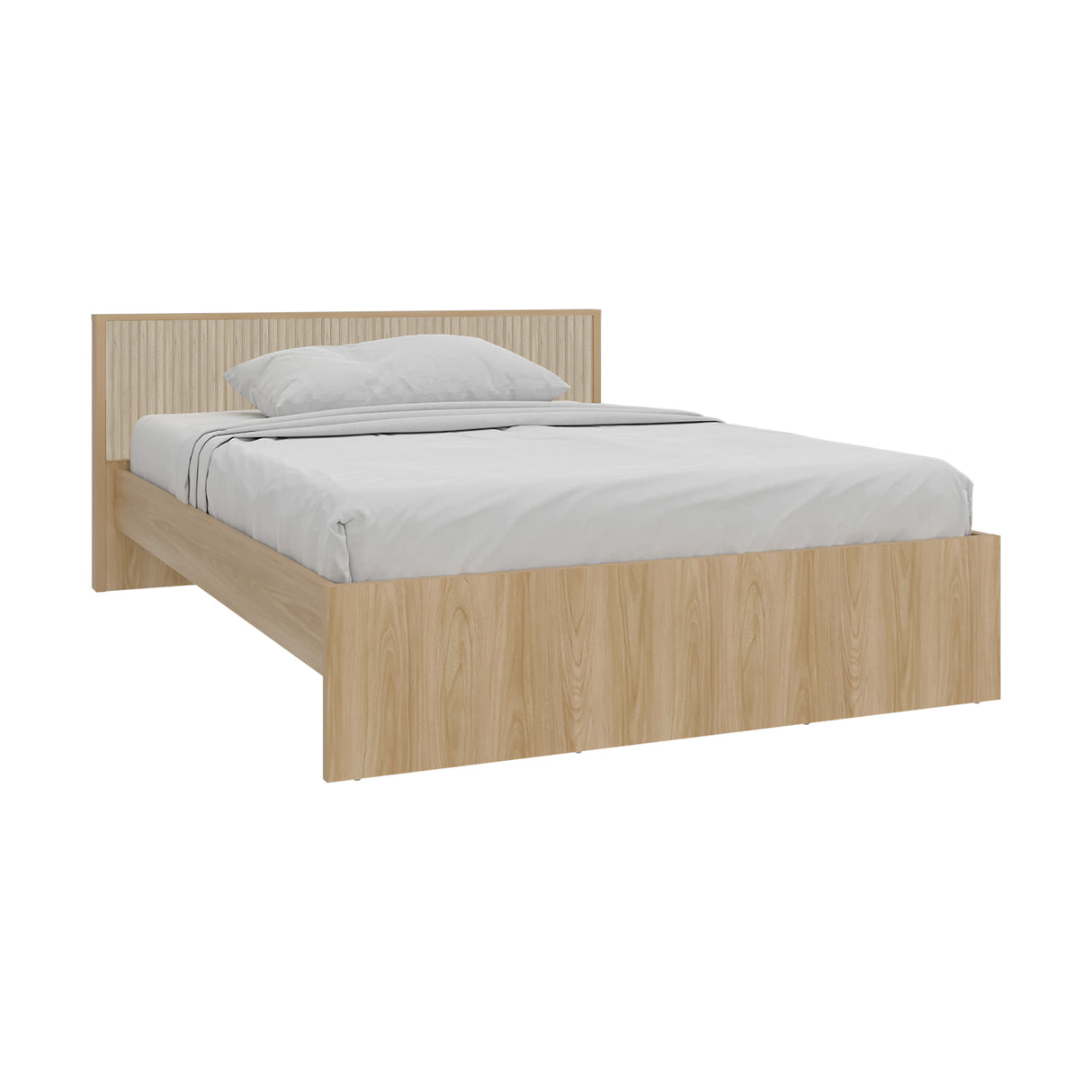 Base Cama Wanda Fresno Europeo y Roble Natural 156.2x77.4cm para Colchón Doble 140 X 190 Cm y con Cabecero - CAMAS | Bylmo