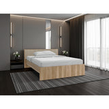 Base Cama Wanda Fresno Europeo y Roble Natural 156.2x77.4cm para Colchón Doble 140 X 190 Cm y con Cabecero - CAMAS | Bylmo