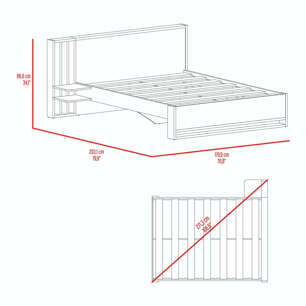 Base Cama Vance Milan 179.9x86.6cm para Colchón Doble 140 X 190 Cm y con Cabecero - CAMAS | Bylmo