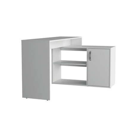 Escritorio en L Axis Eco Blanco 125x71cm con Organizador de Libros y sin Cajones - ESCRITORIOS | Bylmo