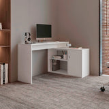 Escritorio en L Axis Eco Blanco 125x71cm con Organizador de Libros y sin Cajones - ESCRITORIOS | Bylmo