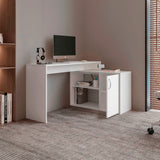 Escritorio en L Axis Eco Blanco 125x71cm con Organizador de Libros y sin Cajones - ESCRITORIOS | Bylmo