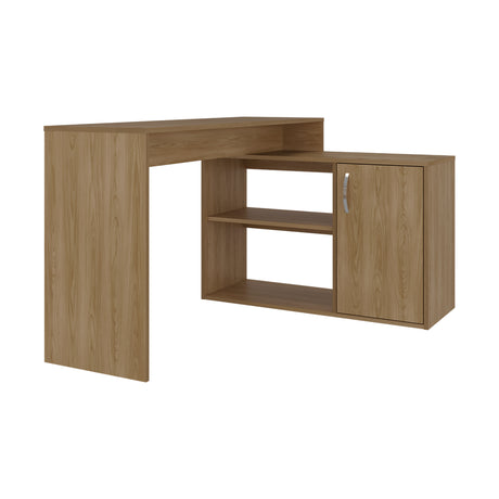 Escritorio en L Axis Eco Fresno 125x71cm con Organizador de Libros y sin Cajones - ESCRITORIOS | Bylmo