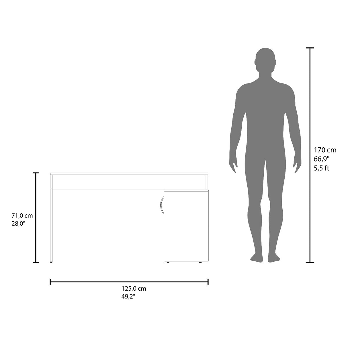 Escritorio en L Axis Eco Fresno 125x71cm con Organizador de Libros y sin Cajones - ESCRITORIOS | Bylmo