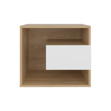 Mesa de Noche Bud Fresno Europeo y Blanco 50x43cm con Un Cajón y con Un Compartimiento - MESAS DE NOCHE | Bylmo