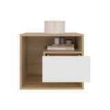 Mesa de Noche Bud Fresno Europeo y Blanco 50x43cm con Un Cajón y con Un Compartimiento - MESAS DE NOCHE | Bylmo