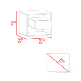 Mesa de Noche Bud Fresno Europeo y Blanco 50x43cm con Un Cajón y con Un Compartimiento - MESAS DE NOCHE | Bylmo