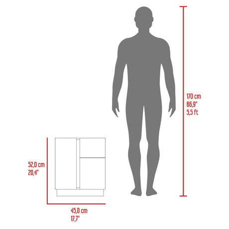 Mesa de Noche Carmi Fresno Europeo y Blanco 45x52cm con Un Cajón y con Tres Compartimientos - MESAS DE NOCHE | Bylmo