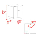 Mesa de Noche Carmi Fresno Europeo y Blanco 45x52cm con Un Cajón y con Tres Compartimientos - MESAS DE NOCHE | Bylmo