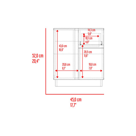Mesa de Noche Carmi Fresno Europeo y Blanco 45x52cm con Un Cajón y con Tres Compartimientos - MESAS DE NOCHE | Bylmo